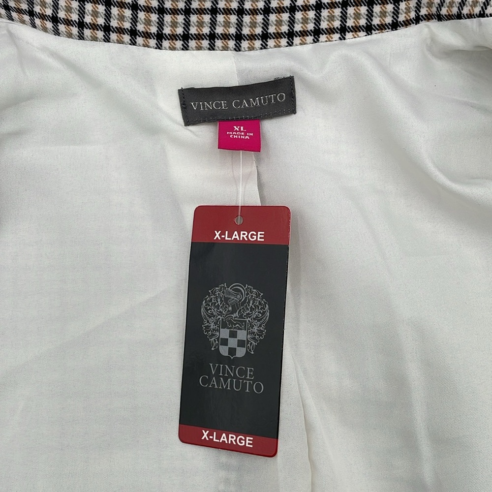 Vince‎ Camuto Plaid One Button Lined Blazer Faux Pockets Lightweight - Picture 8 of 15